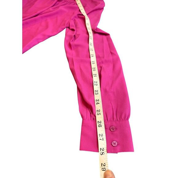 Lark & Ro Hot Pink Button Long Sleeve Blouse Women's Size 6 NWT - Picture 8 of 8